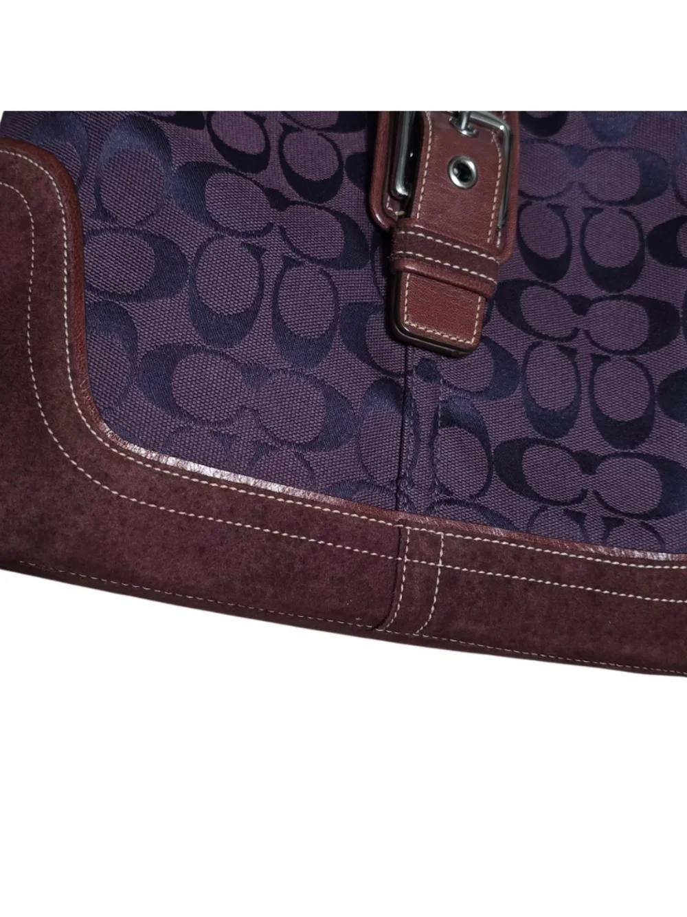 Coach Purple Signature Canvas Hobo Bag with Wallet and Wristlet